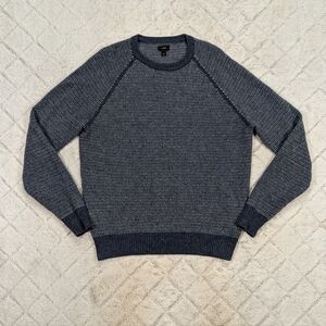 J. Crew Sweater Mens L Blue Navy Birdseye Lambswool Crewneck Nordic